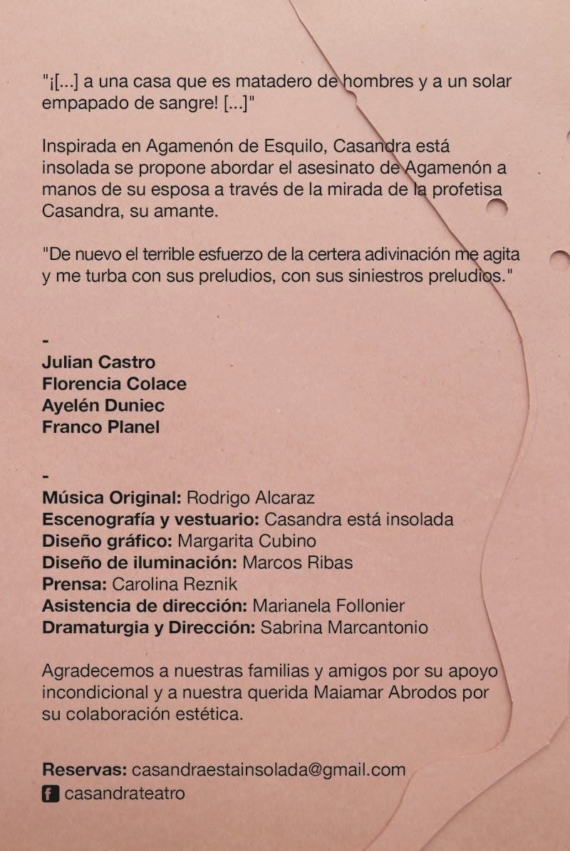 Casandra Está Insolada flyer back